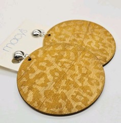 Leopard Wood Clip on Earrings Dangle Silver tone Boho 80’s style Vintage Macy’s