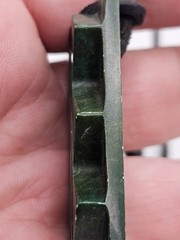 Vintage Carved Green Stone Pendant Leather Cord Necklace