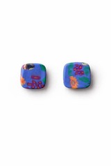 Polymer Clay Earrings Set of 2 , Colorful & Black White Studs