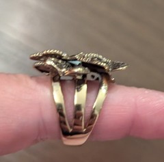 Barse Thailand Genuine Stone Unique Butterfly Detailed Gold Ring Vintage