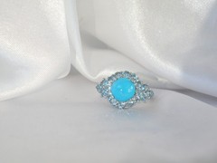 Vintage Sterling Silver 925 Sleeping Beauty Blue Topaz Ring Size 7