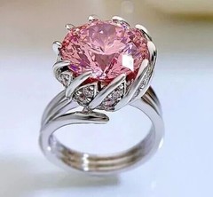 3.00Ct Round Cut Pink & Lab Created Diamond 14K White Gold FN Engagement Ring