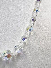 Vintage Necklace Crystal Aurora Borealis Single Strand 14 inch