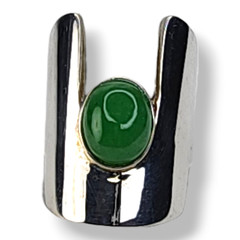 Argentium Silver 935 and Jade Statement Ring Size 10.25 Signed