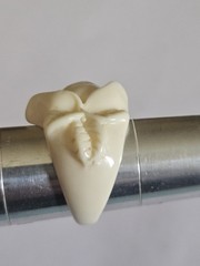 Vintage Ivory Lucite Plastic Carved Rose Flower Ring Size 8