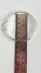 Vintage Thailand Sterling Silver Hinged Bangle Bracelet Etched 7” Safety Chain