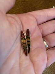 2- 1 inch long Victorian Cloisonné Butterfly Bar Pin Enamel C Clasp Brooch Vtg