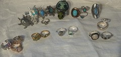 21pc Mixed Lot Multicolor Fashion Rings, Mixed Metals Costume Jewelry
