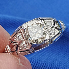 Original EARTH MINED DIAMOND Deco Engagement Ring Gatsby ERA Solitaire 14K GOLD