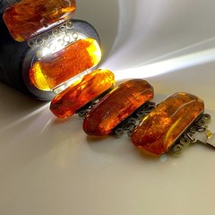 Alluring Amber Bracelet made from Rectangle shaped beads