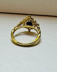 Vintage 14k Gold Sapphire and Diamond unique estate ring size 5