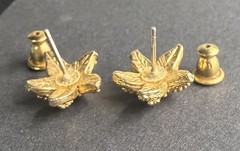 Vintage Pair of Monet Textured Star Fish Stud Earrings Gold Tone