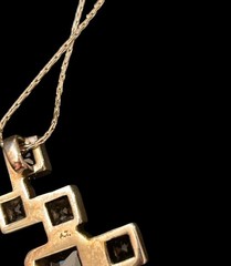 Vtg Onyx Geometric Bold Brutalist Pendant Statement Necklace Marked A.T. N.8