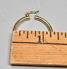 VINTAGE GHEL “GOLD” LARGE HOOP EARRINGS FOR PIERCED EARS 1.25″