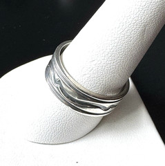 Vintage Men’s 925 Sterling Silver Spinner Ring Size 10 AS Hallmark Wave Band