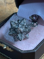 Vtg Y2K Juicy Couture 3-D PAVE STAR CRYSTAL Dangle Charm bracelet bag purse tote
