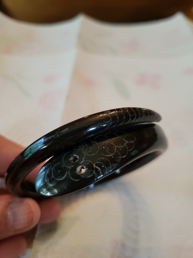 Antiqe Victorian buffalo carved enameled snake bracelet, estate