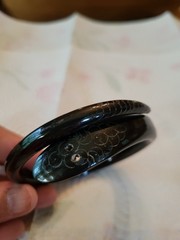 Antiqe Victorian buffalo carved enameled snake bracelet, estate