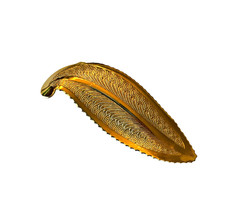 Leaf Feather Hinged Scarf Clip Ring 3.75″ Long Gold Tone Retro Estate Accessory