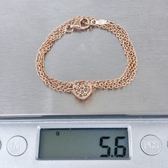 Reservable Rose Gold-Tone Sterling Silver 925 Pavé CZ Heart Pendant Necklace 16″