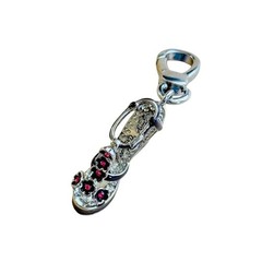 Y2K Juicy Couture JC Kiera Wedge Shoe Charm Dangle Silver Plated Rhinestone Rare