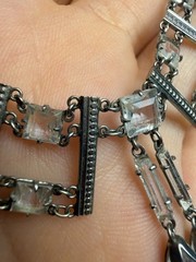 Delicate 1920s Art Deco Platinon Crystal Drop Necklace