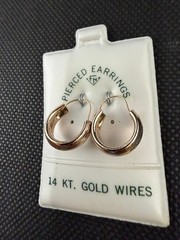 Vintage Solid 14kt Gold Earwire Gold Plated Hoop Earrings 1.2g NOS