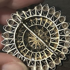 7 OLD ANTIQUE VICTORIAN MIXED METALS RHINESTONE FILIGREE PINS BROOCH