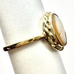 Antique Victorian 10k Yellow Gold Carved Shell Cameo Size 5.75 Ring 2.46g