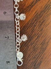 CHARM BRACELET w/ 9 CHARMS ALL STERLING SILVER 8 inches long