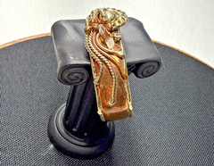 Copper Brass Victorian Revival Cuff Bracelet Floral Statement Vintage