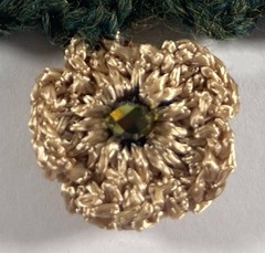 Vintage Handmade Goth Crochet Gold Flower Choker Necklace String Tie By Odythia