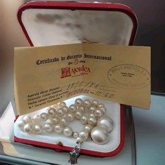 Majorica Mallorca Pearl Necklace An Clip-on Set 40cm Original Box Spain Vintage