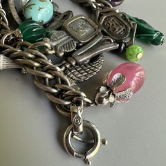Napier Multi Charms Silver Chain Bracelet 7in. Massive! Charms 1.5in