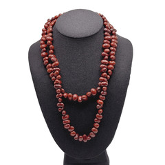Artisan Hand Strung Red Seed Nut Bead Single Strand Infinity No Clasp Necklace