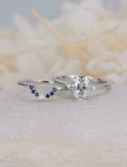 Art Deco Antique 3.20 Ct Diamond Vintage Engagement Ring Set 925 Sterling Silver
