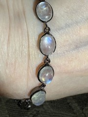 Vintage Rainbow Moonstone Sterling Bracelet 7 Inches