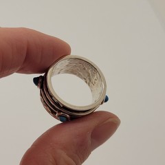 Vintage Mexico 925 Sterling Silver Spinner Band Ring Hammered Fidget Size 7.5