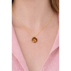 Les Nereides La Diamantine Golden Brown Round Stone Pendant Necklace