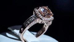14k rose gold ring 1.45ct morganite natural diamond sz 7 halo 5.50g LeVian N3040