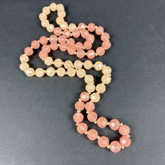 Long Vintage Heavy Glass Bead Necklace Opera Length 36” Orange