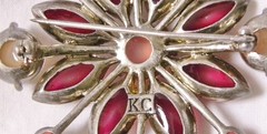 Star Burst Brooch-Pinks/purple stones silver setting KC-Kenneth Cole Signed Pin