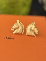 Vintage Gold Toned Hermès Horse Earrings