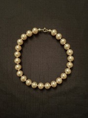 Vintage Large Golden Faux Pearl Knotted Choker Necklace 15.5” Long