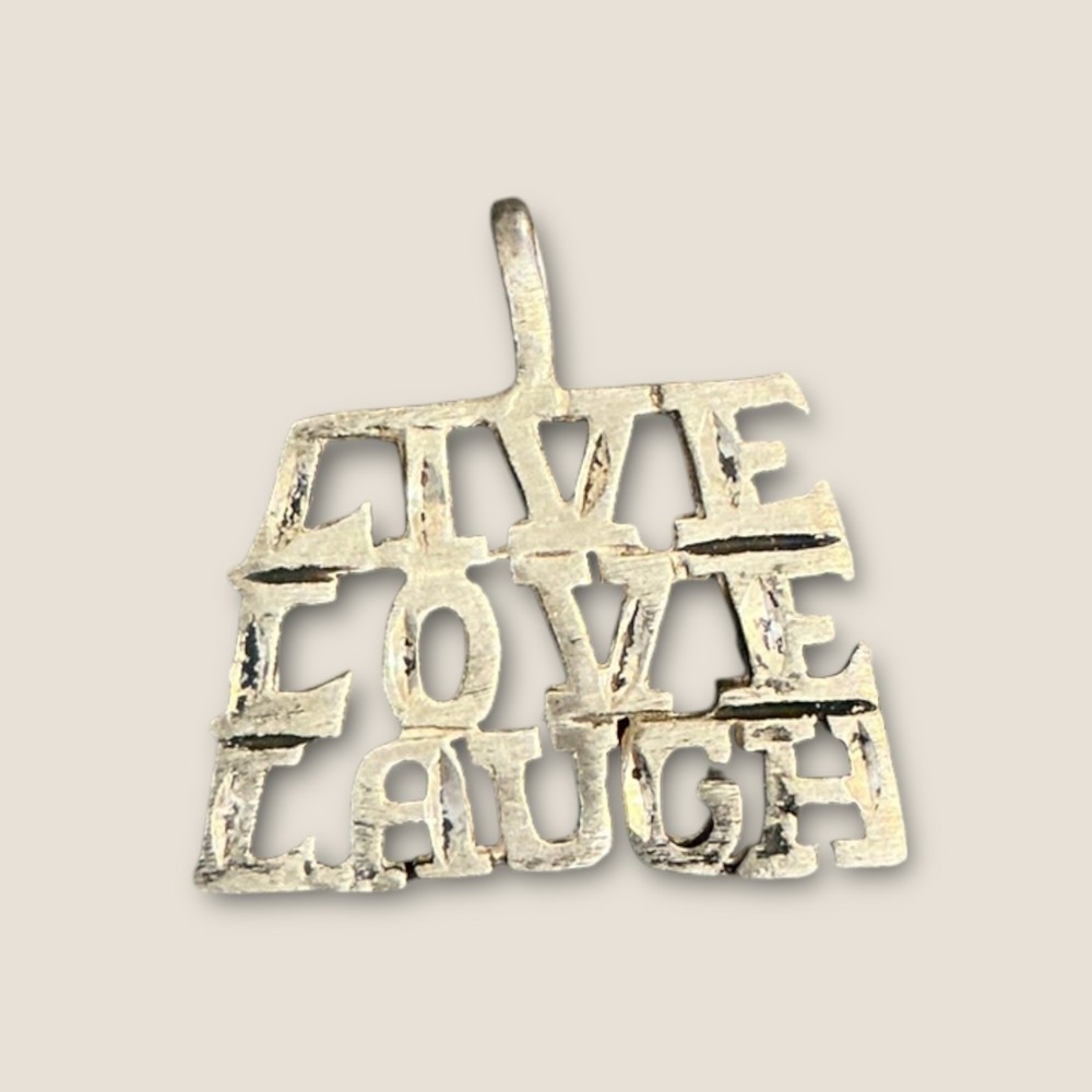 Vintage Sterling Silver “Live Love Laugh” Pendant Charm .5 x .5 Inches 1.5 Grams