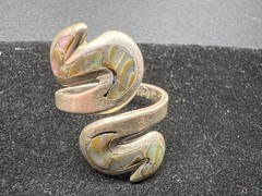 Abalone By Pass Taxco Mexico Sterling Silver Ring size 8.5 Adjustable