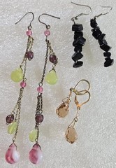 Vintage Faceted Glass & Stone Beads Beaded Drop Dangle Pierced Earring Lot