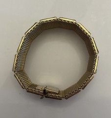 Vintage 1950’s 13 Link Bracelet Silver And Gold Design 7 Inches In Length