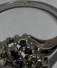 Vintage 925 Sterling Silver Sapphire Diamond Accent Cluster Ring Size 10 2.68g