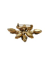 Vintage Goldtone Faceted Black Navette Stones Unsigned Brooch ~ 2 1/8″